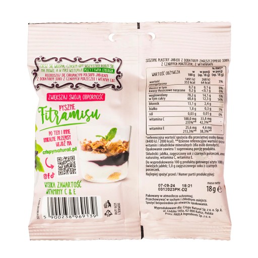 CRISPY Sušené jablko s ríbezľovou šťavou 18g plátky jabĺk a hranolky