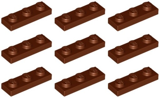 LEGO PLATE 3623 1x3 hnedá NOVINKA (5g) 9 ks.