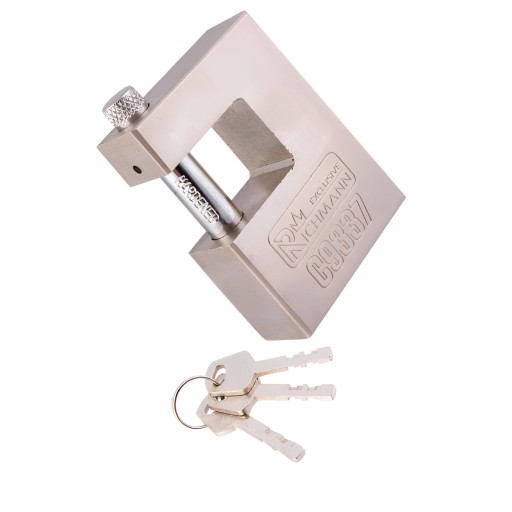 OCEĽOVÝ ZÁMEK MODEL VISIACI ZÁMOK 70mm SOLID + 3 KĽÚČE RICHMANN C9337