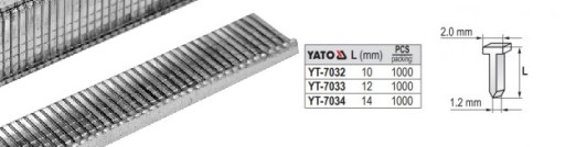 Klince zošívačky 12x2,0 mm 1000 ks YT-7033