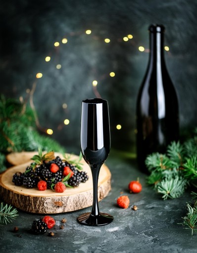 POHÁR NA ŠAMPANSKÉ, PROSECCO 200ml, ČIERNA