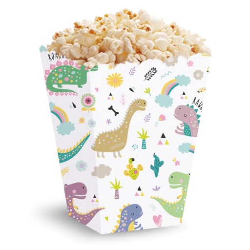 POPCORNOVÉ KRABIČKY NA SLADKOSTI, dinosaury, 6 ks k narodeninám detí