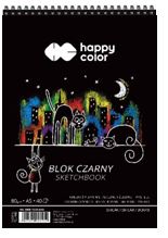 Čierny špirálový blok CATS A5, 40 listov, 80g, Happy