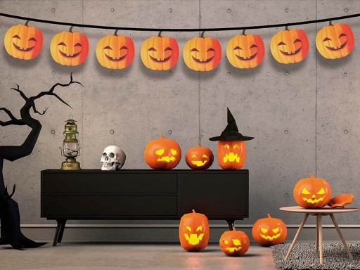 TEKVICOVÁ GARLANDA HALLOWEEN TEKVICA 300 CM