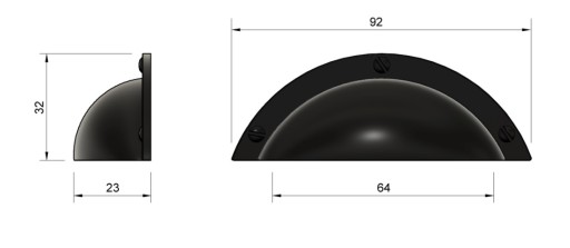 NÁBYTKOVÁ KĽÚČKA SHELL 64MM MATNÁ ČIERNA