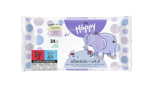 Happy vlhčené obrúsky vitamín E alantoín 24 ks