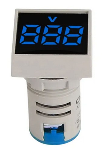 VOLTMETER 20-500VAC Štvorcový 29X29MM PANEL SKRUTKA MODRÁ