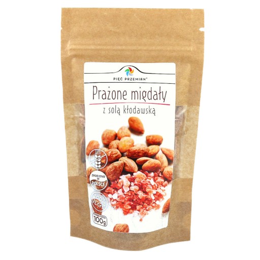 PRAŽENÉ MANDLE S KŁODAWSKOU SOĽOU 100G PÄŤ PREMENENÍ