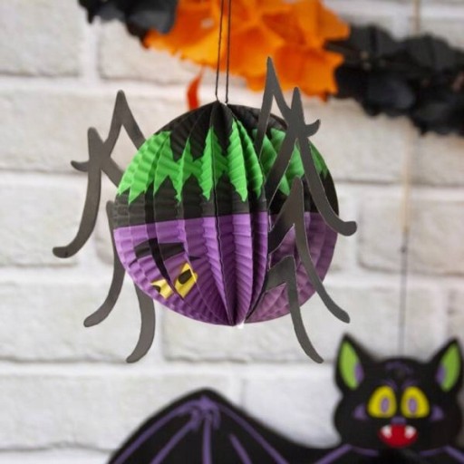 Halloweenska dekorácia Papierový pavúk veľký 27 cm