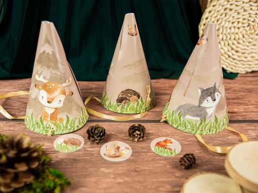 Narodeninové čiapky Forest Animals 6 ks