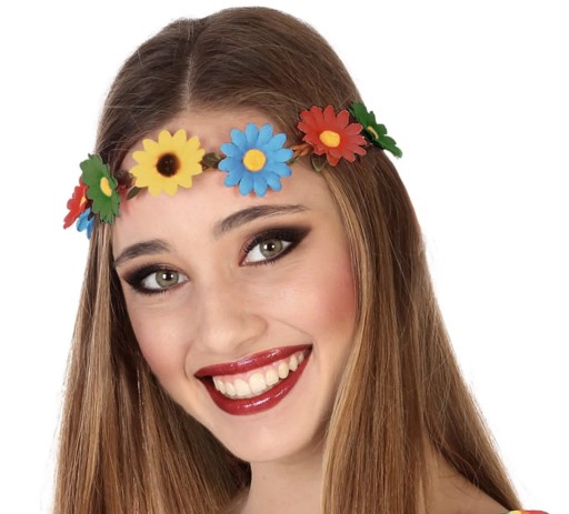VENCOVÁ ČELENKA S FAREBNÝMI KVETMI K JARNÉMU HIPPY OUTFITU