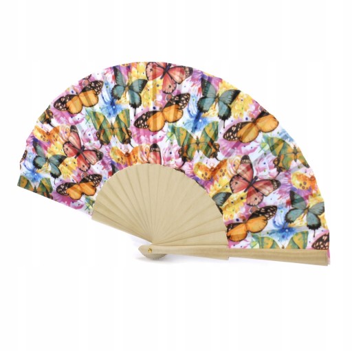 DREVENÝ VENTILÁTOR NA HORÚCE OBDOBIA, ELEGANTNÝ VZOR S MOTÝĽMI, RÔZNE FARBY