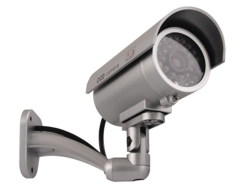 UMMY CCTV MONITOROVACIA KAMERA VONKAJŠIA NÁSTENNÁ KAMERA STRIEBORNÁ LED