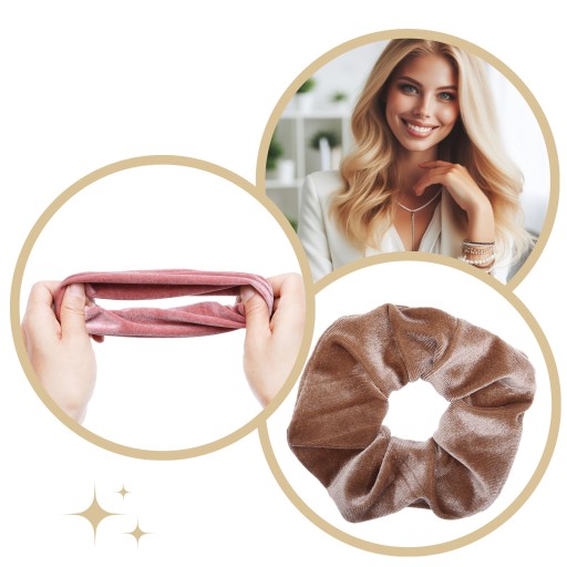 VELÚROVÉ scrunchie na vlasy béžové VEĽKÉ XXL módne scrunchie POHODLNÉ