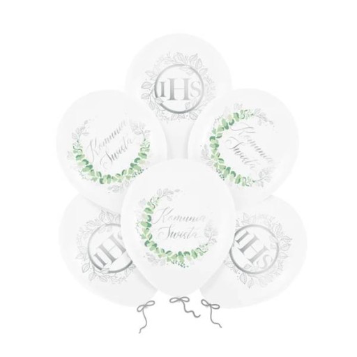 Prijímanie Balóniky Sväté prijímanie IHS strieborné Eukalyptové prijímanie 30cm 6ks