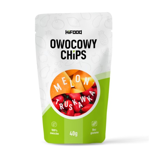 OVOCNÉ CHIPS Melón - Jahoda 40g HiFOOD ZDRAVÁ SNACK 12m+