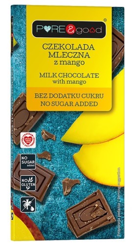 MLIEČNA ČOKOLÁDA S MANGOM BEZ PRIDANÉHO CUKRU