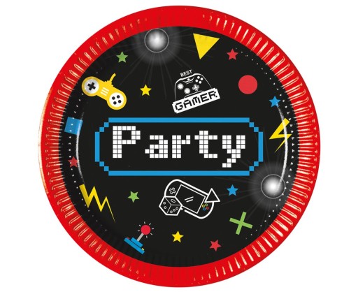 Gaming Party papierové taniere 20 cm 8 ks.