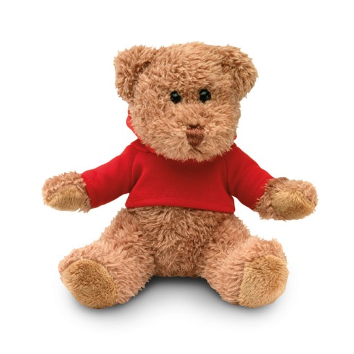 MASKOT PLYŠOVÝ MEDVEĎ V MIKINE S KAPUCNOU, biela