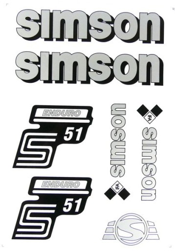 ENDURO NÁLEPKY SIMSON STRIEBORNÁ SET