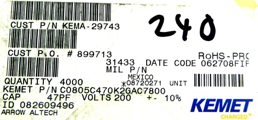 Keramika 47pF 200V DC 10% 100ks.
