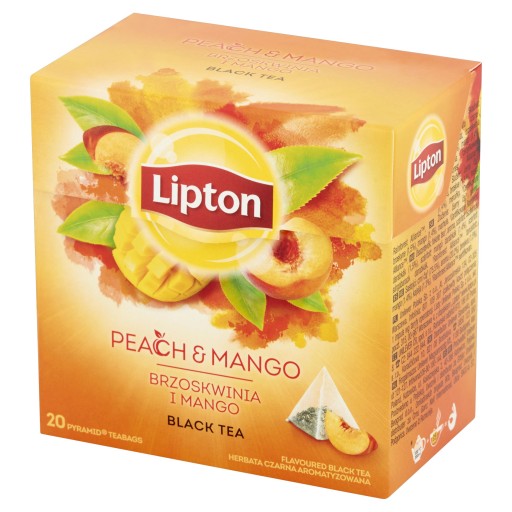 Lipton pyramídy čierneho čaju s príchuťou Peach Mango 20 ks 36g