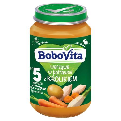 Obed zelenina v prívarku s králikom po 5. mesiaci 190 g BoboVita