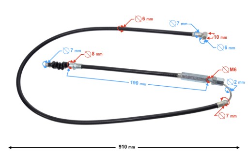 Krížové lanko spojky 110cm3 Moretti