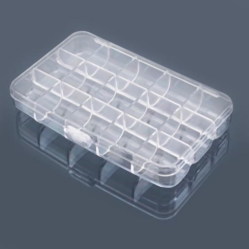 Nádoba na korálky a kamienky, plast, 15x9,2x2,5cm, 15 priehradiek, 1 ks.