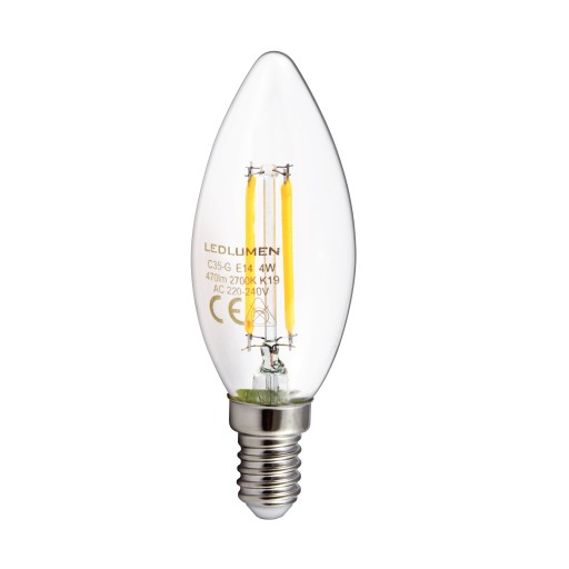 E14 LED SVIEČKOVÁ Žiarovka 4W=40W Vlákno 470lm 360° Dekoratívne bez blikania