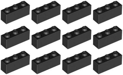 LEGO 3622 BRICK 1x3 čierna NOVINKA (15g) 12 ks.