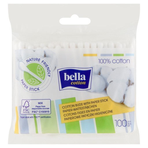 Vatové tyčinky Bella Cotton Paper 100 kusov