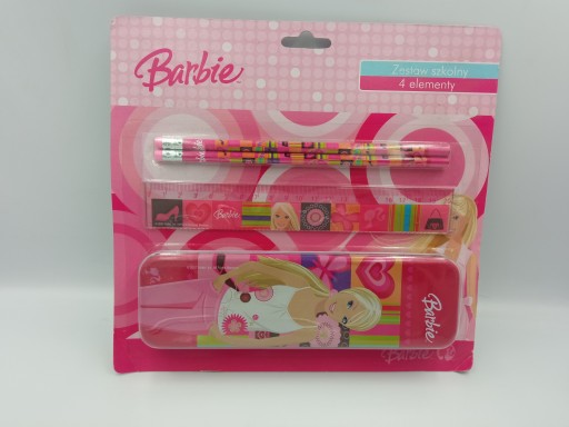 BARBIE ŠKOLSKÝ SET 4 POMÔCKY KRABIČKA NA CERÚŽKY A ceruzky