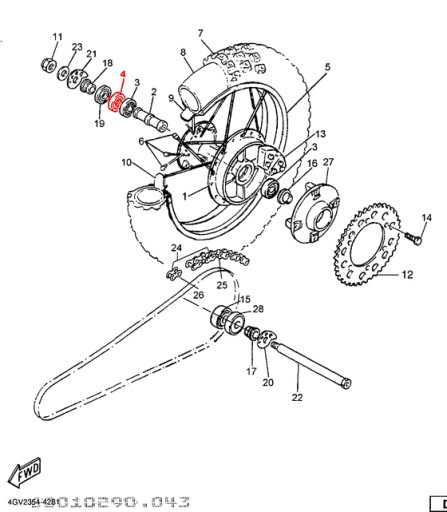 Tesnenie kolesa Yamaha 93102-28667-00 93105-28023-00 93102-28867-00