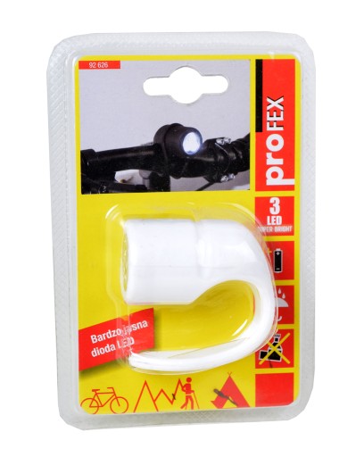 PREDNÉ SVETLO NA BICYKEL 3 LED SILIKÓNOVÉ BIELY