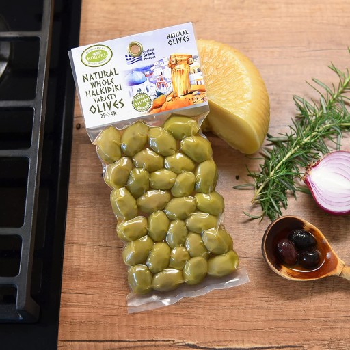 KORVEL Grécke olivy (Chalkidiki Green), sada dvoch balení, 500g