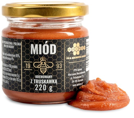 Med smotanový S JAHODOU 220g jahodový med