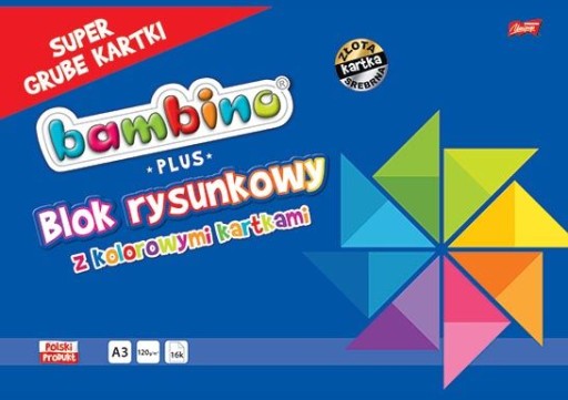 A3 podložka na kreslenie, farebné listy 16k 120g BAMBINO