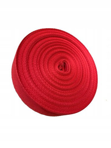 BAVLNENÁ PÁSKA HERRINGBONE 8mm ČERVENÁ 1m