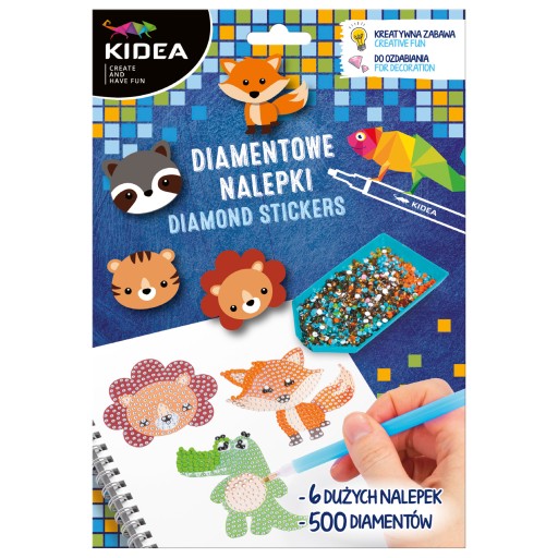 KIDEA Diamantové nálepky Animals 500 diamonds diamantová vyšívacia mozaika