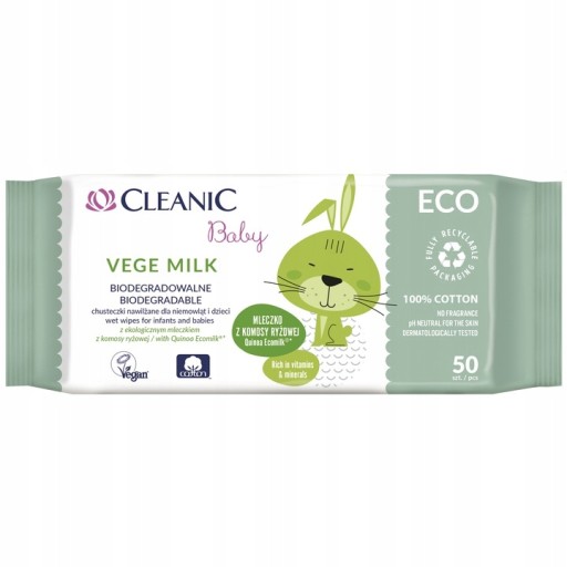 Vege Milk vlhčené obrúsky pre bábätká 50 ks