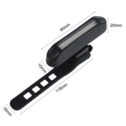 LED zadné vodeodolné USB cyklo svetlo - VÝKONNÉ