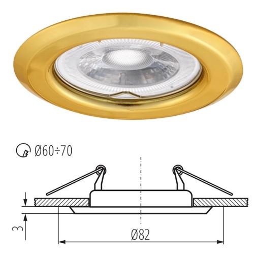 Kanlux stropný LED dekoratívny bodový prsteň ARGUS II 10W zlatý
