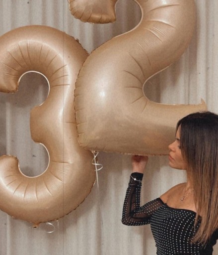 FÓLIOVÝ BALÓN, ČÍSLO 3, KRÉM, Boho KARAMEL, 100CM