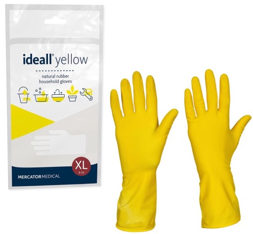 IDEÁLNE ŽLTÉ DOMÁCE LATEXOVÉ RUKAVICE XL