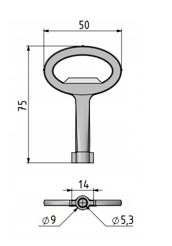 Pochrómovaný kovový kľúč dlhý, 5mm, dvojkrídlový