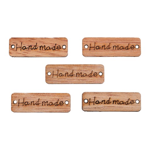 Drevená etiketa HAND MADE hnedá 5 KS 774