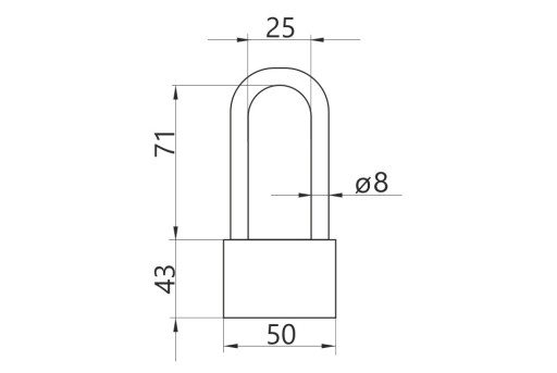 Zámok na telocvičňu 50mm LOB dlhý okov KSS51