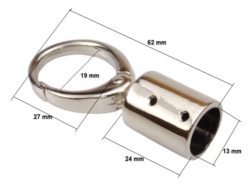 Rúčka tašky s karabínkou 13 x 62 mm, strieborná