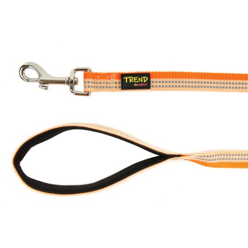Reflexné vodítko pre psa TREND STRIPE 15mm oranžové